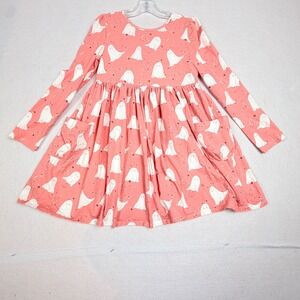 Flapdoodles Girls Size 8 Pink Ghost Print Halloween Dress with Plush Accessory